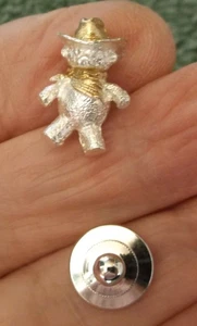 Prendedor vintage de 2 tonos de solapa/corbata de vaquero de oso de peluche - Imagen 1 de 2
