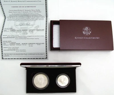 1998-S US Mint Kennedy Collector's Set 2 Coins Matte Finish Silver Half Dollar - Image 1 of 4