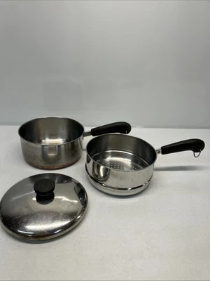 Revere Ware Copper Bottom 2 Quart Saucepan w/ Insert Colander  & Lid 3 Piece - Image 1 of 4