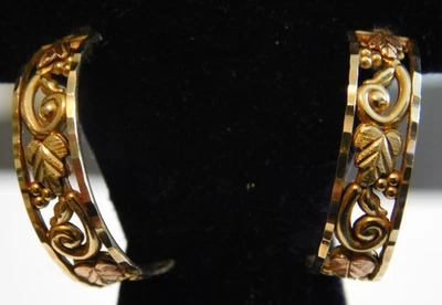 C.CO 10K  Black Hills Gold Half Hoop Post Earrings Signed - Image 1 of 4