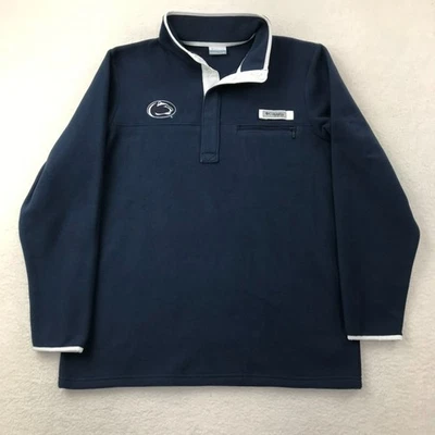 Suéter Penn State Nittany Lions Para Hombres Grande Azul Columbia PFG 1/4 Vellón a Presión Foto 1 de 4