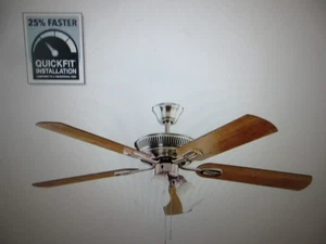 Hampton Bay Glendale III 52 in. LED Indoor Brushed Nickel Ceiling Fan with Light - Picture 1 of 8