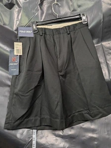 Vintage Polo Golf Ralph Lauren plissierte Herrenshorts schwarz Größe 31 neu mit Etikett adrett - Bild 1 von 7