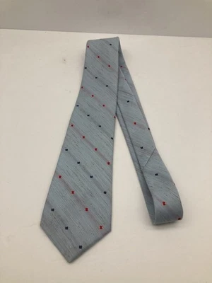 Vintage Mens BOTANY 500 Light Blue Art Deco Style Silk Blend Tie Used 3" bottom - Image 1 of 3