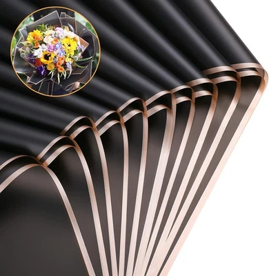 FUSHENMU 20 hojas de papel de envolver flores negro de doble cara -  Foto 1 de 4