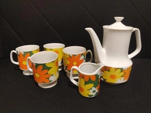 Vintage Floral Tea Set 4 Cups, Pitcher, Creamer Flowers Bone China? - Picture 1 of 9