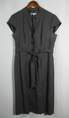 Vestido Sandra Darren Mujer Carrera Botón Frontal Cinturón Talla 12 Gris Oficina Preppy Foto 1 de 4