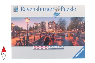PUZZLE PAESAGGI RAVENSBURGER CITTA UNA SERA AD AMSTERDAM 1000 PZ - Immagine 1 di 2
