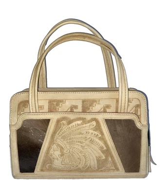 Cartera Mexicana de Colección Cuero Marfil + Piel de Vaca Increíble Estado Foto 1 de 4