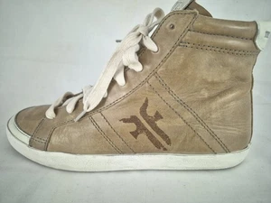 Baskets montantes en cuir marron femme Frye Dylan pointure 8,5 M - Photo 1/9