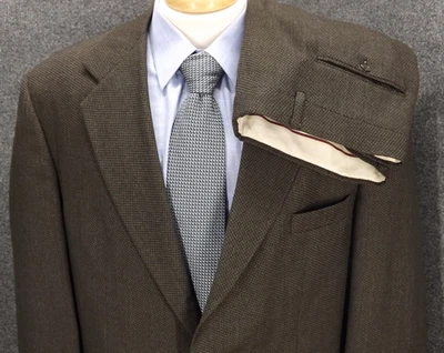 Evan-Picone Suit 44R Gray Mini Houndstooth Wool 36x31 Pleat Pant 3 Btn USA - Image 1 of 4