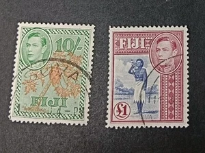 FIJI 1950 10s 0.5d 1 SG 226a 226b SC 131a 131b Fine Used - Picture 1 of 2