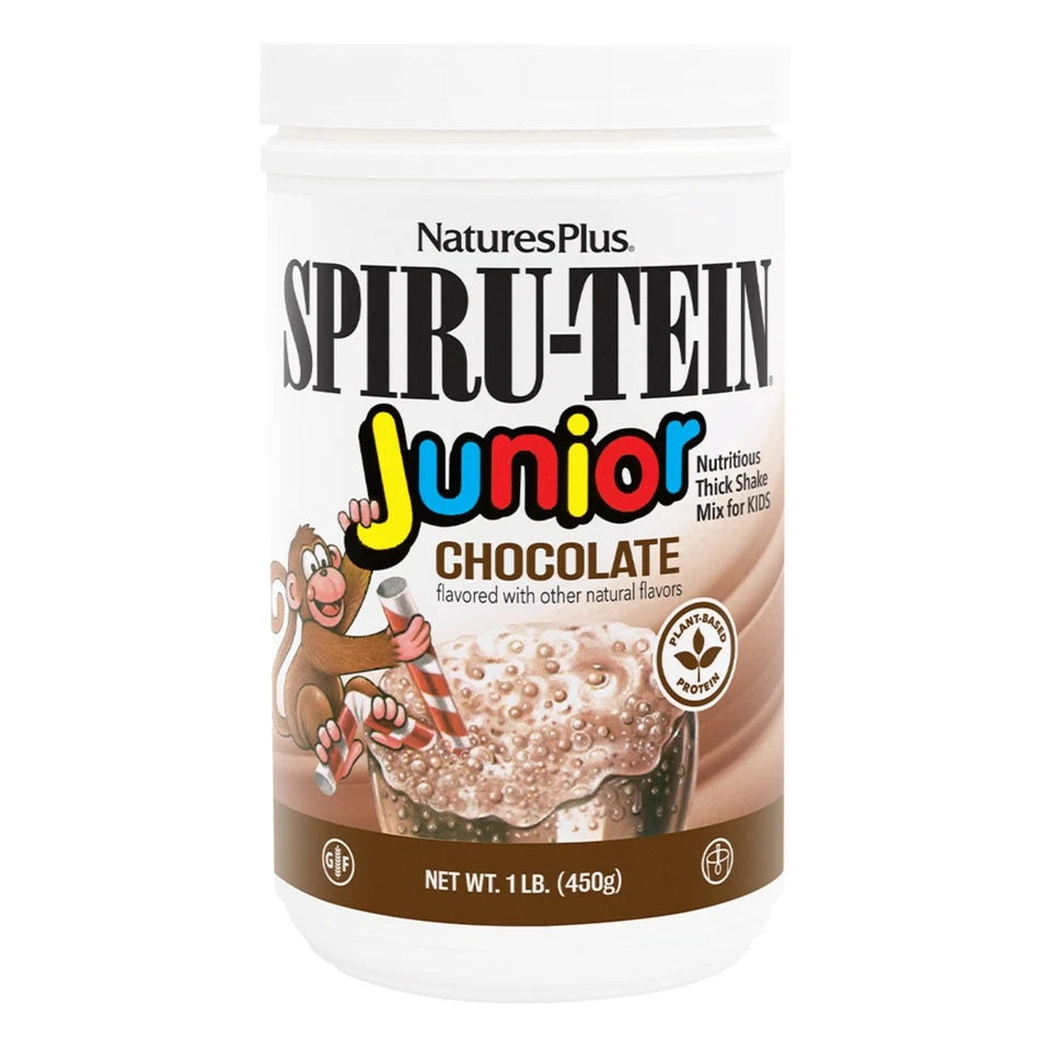 Natures Plus SPIRU-TEIN Junior, Chocolate - 1 lb - Proteína en polvo de origen vegetal... Foto 1 de 4