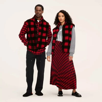 Жилет флисовый клетчатый взрослый Buffalo - шерстяной красный/черный M - Изображение 1 из 4