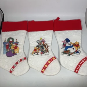 3 Vintage Disney Winnie the Pooh Felt Christmas Stockings 14.5” Piglet Tigger - Picture 1 of 6