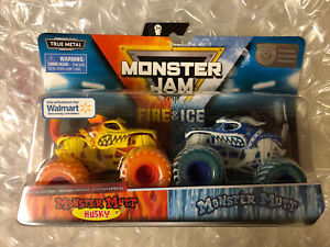 2020 Monster Jam Walmart 2 Pack Fire and Ice Monster Mutt Husky Vs Monster Mutt