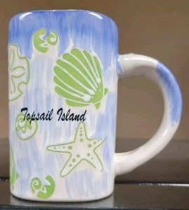 Topsail Island - Souvenir Coffee Mug Cup Blue Green Sea Shells Starfish Ocean - Picture 1 of 8