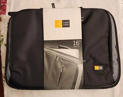 Case Logic Laptop Bolso Mensajero Maletín Correa para el Hombro Bolsillos Negro Gris 16" Foto 1 de 4