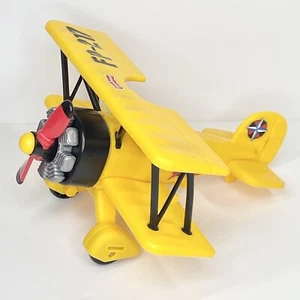2006 Fisher Price Imaginext 8.5” Yellow BiPlane- Propeller Spins - Picture 1 of 5