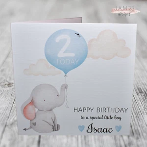 Personalised Birthday Card Boys 1st 2nd 3rd 4th Elephant Son Nephew Grandson - Picture 1 of 9