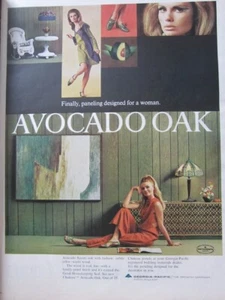 2 Vintage 1968 Georgia Pacific Print Ad Ephemera Wall Art Decor Avocado Oak - Imagen 1 de 2