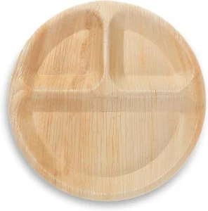 Placa redonda de bagazo de 10 pulgadas y 3 compartimentos - Paquete de 25 - Imagen 1 de 2