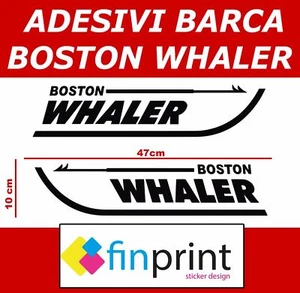 Coppia adesivi imbarcazione Boston Whaler gommone barca stickers - Foto 1 di 1