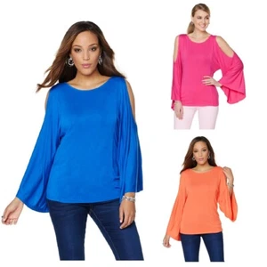 DG2 by Diane Gilman Cold-Shoulder Poncho Top 473101-K-10 - Picture 1 of 4