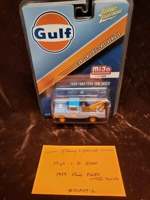 JOHNNY LIGHTNING '59 FORD F250 TOW TRUCK GULF BLUE MIJO EXCLUSIVE RARE #JLM59-1 - Image 1 of 4