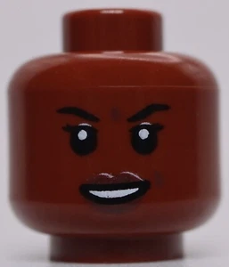 Lego Star Wars Female Reddish Brown Head Open Mouth Smirk Scout Trooper - Picture 1 of 1