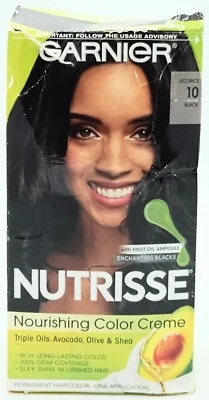 Garnier Nutrisse Crema Nutritiva 10 Color de Cabello Permanente Regaliz Negro Foto 1 de 4