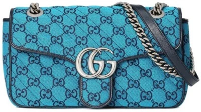 100% ПОДЛИННЫЙ НОВЫЙ GUCCI MARMONT 2 ВЫСШИЙ СИНИЙ СРЕДНИЙ НАПЛЕЧНАЯ СУМКА/ДАМСКАЯ СУМКА - Изображение 1 из 4