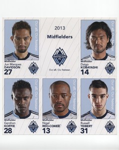 2013 Chevron Vancouver Whitecaps FC Sheets Jun Marques Davidson Daigo Kobayashi