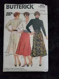Butterick 3974 Fast & Easy Dress Skirt Top Size P/S/M 1986 Uncut Sewing Pattern - Picture 1 of 2