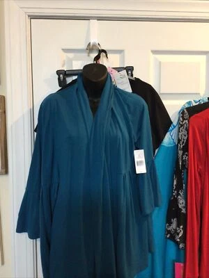 Chaqueta Kim Rogers Mujer Mediana Verde Azulado Ligera Manga Campana, Nueva Foto 1 de 4