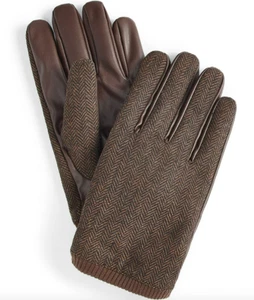 NEW W TAGS Alfani Men's Brown Herringbone Dressy Gloves Size Medium - Picture 1 of 1