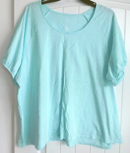St John's Bay LIGHT AQUA BLUE short sleeve STRETCH Knit T Shirt Top 2X - Picture 1 of 3