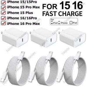 For iPhone 15 16 Pro Max Samsung 20W PD USB C Fast Charger Block Type C Cable - Picture 1 of 18