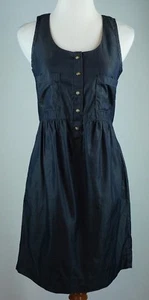 Vestido sin mangas J Crew talla 00 cambray frontal a presión bolsillos azul marino nuevo - Imagen 1 de 4