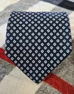 Brooks Brothers Corbata Seda 59"×3 3/4" Azul Marino Blanco Diseño Flor - Imagen 1 de 2
