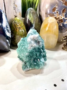 Grüner Fluorit Kristall Geode Quarz 4x3" Heilkristalle Berg Yoga Reiki ZENDA - Bild 1 von 9