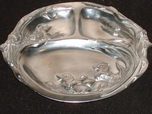 ARTHUR COURT 1998 BABY DUCKS  Divided Dish Aluminum CHILD DISH 9" - Picture 1 of 6