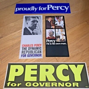 Senador/Gobernador de Illinois Charles Percy 2 pegatinas de parachoques y 2 folletos - Imagen 1 de 8