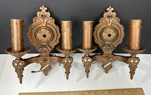 Antique Spanish Revival Lapco 1849 Candle 2 Light Polychrome Wall Sconces 1920s - Picture 1 of 9