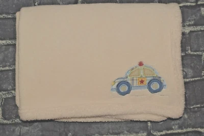Kids Line Ivory Plush Extra Soft Plush Baby Blanket with Plaid Blue Police Car  - Image 1 of 4
