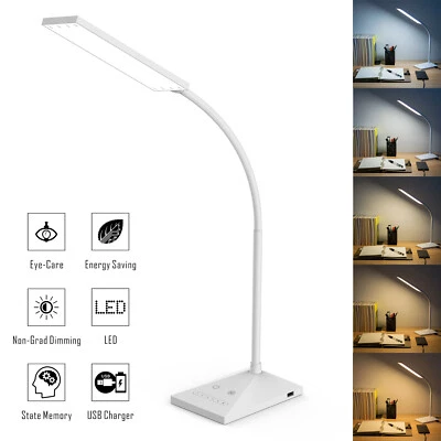 LED Desk Lamp Home Table Lamp 7 Levels Adjustable Night Light + USB Port - Image 1 of 4
