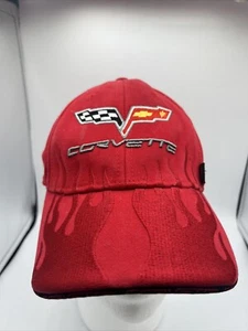 Berretto Corvette Chevrolet Adulto Cappello Rosso Ricamato Fiamme Corsa General Motors - Foto 1 di 7