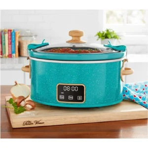 6-Quart The Pioneer Woman Digital Slow Cooker, Locking Lid, Teal - Picture 1 of 3