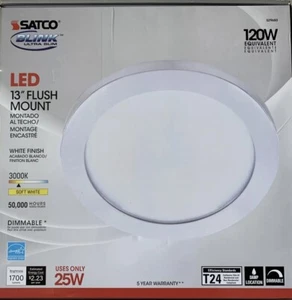 Flush Mount Puck Light LED 13” SATCO S29650 / S29650 (BRAND NEW) - Picture 1 of 3