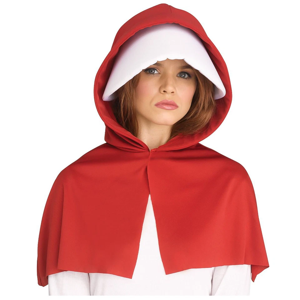 Fantasia cosplay feminina adulta conto de empregada vermelha Halloween capa com capuz hábito branco - Imagem 1 de 1